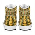 African Tribal Inspired Pattern Print High Top Leather Sneakers