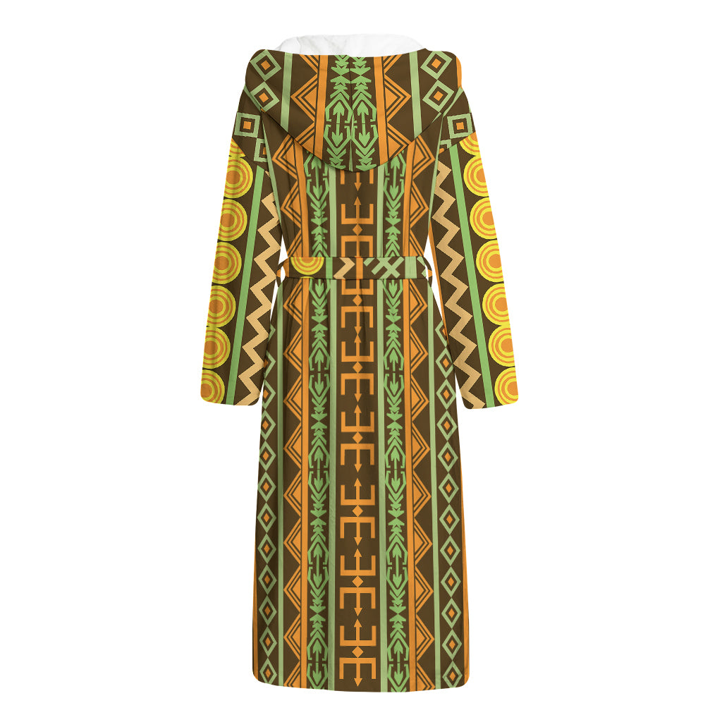African Tribal Inspired Pattern Print Hooded Bathrobe