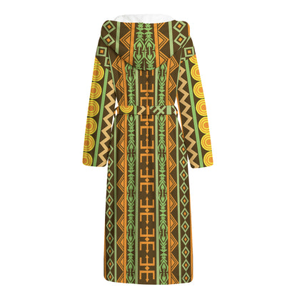 African Tribal Inspired Pattern Print Hooded Bathrobe