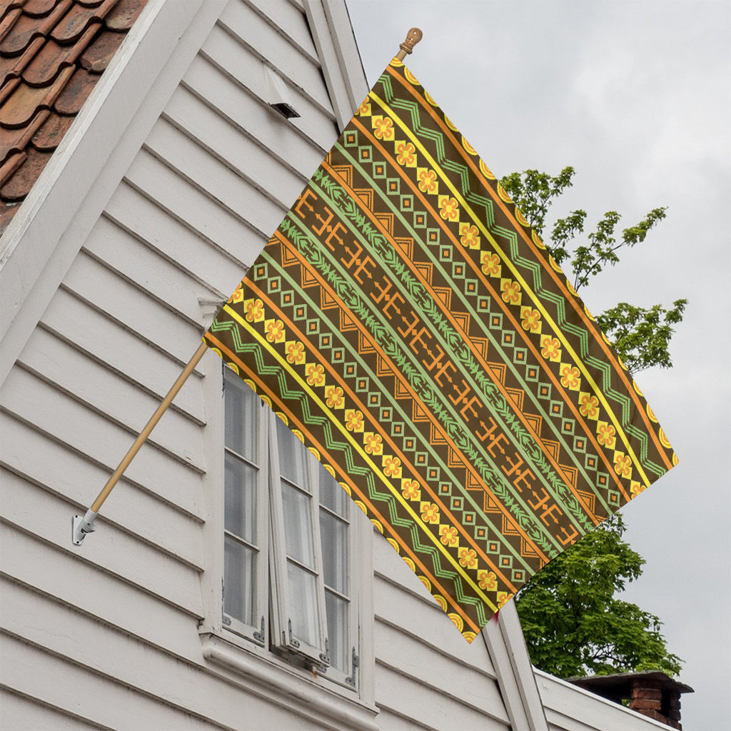 African Tribal Inspired Pattern Print House Flag