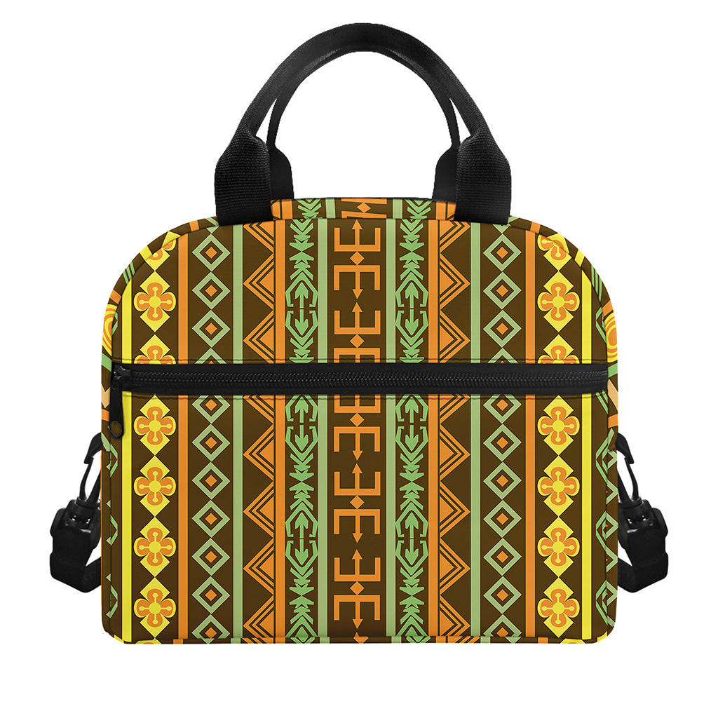 African Tribal Inspired Pattern Print Insulated Lunch Bag