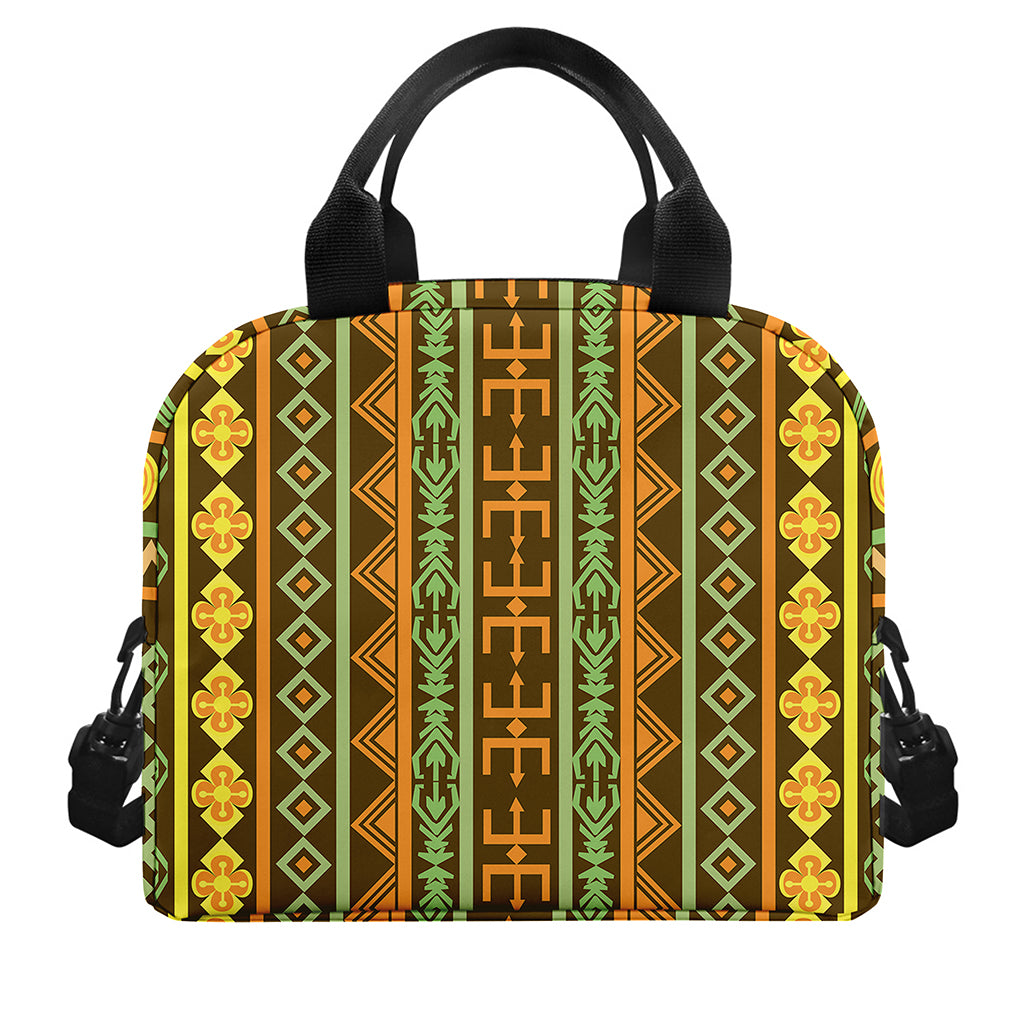 African Tribal Inspired Pattern Print Insulated Lunch Bag