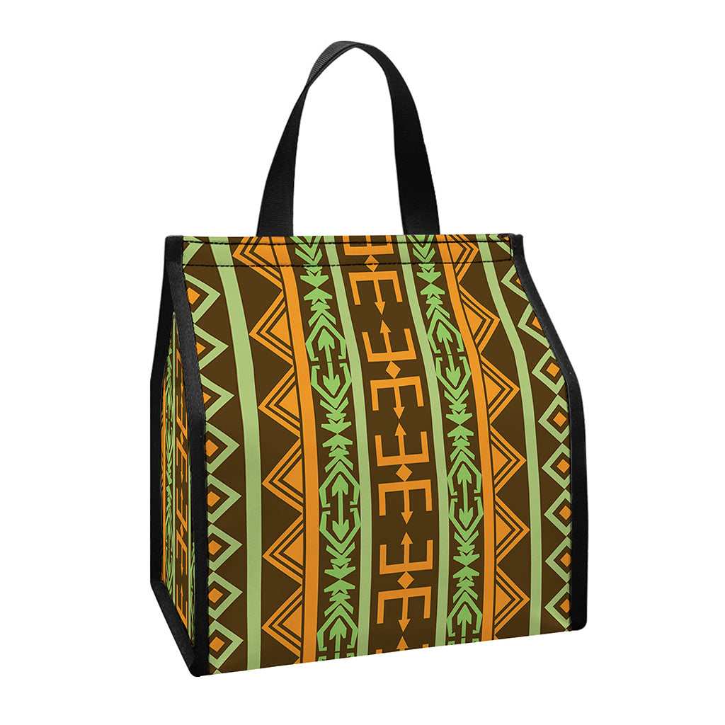 African Tribal Inspired Pattern Print Insulated Lunch Tote