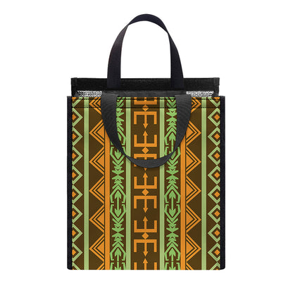 African Tribal Inspired Pattern Print Insulated Lunch Tote