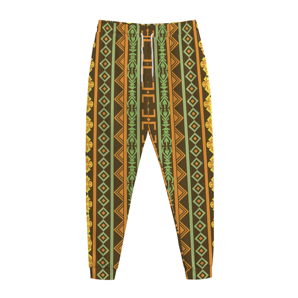 African Tribal Inspired Pattern Print Jogger Pants