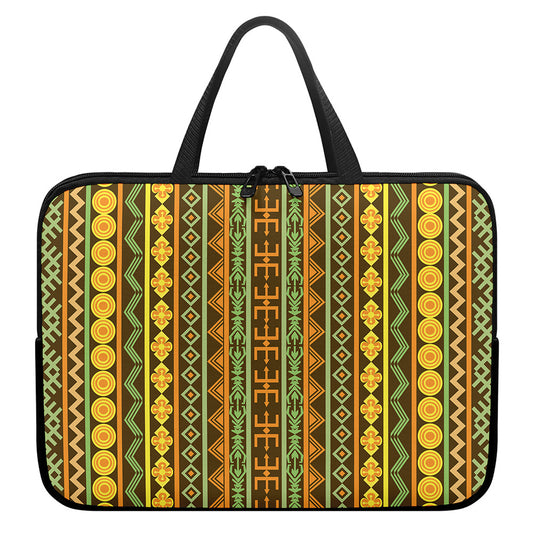 African Tribal Inspired Pattern Print Laptop Sleeve With Handle