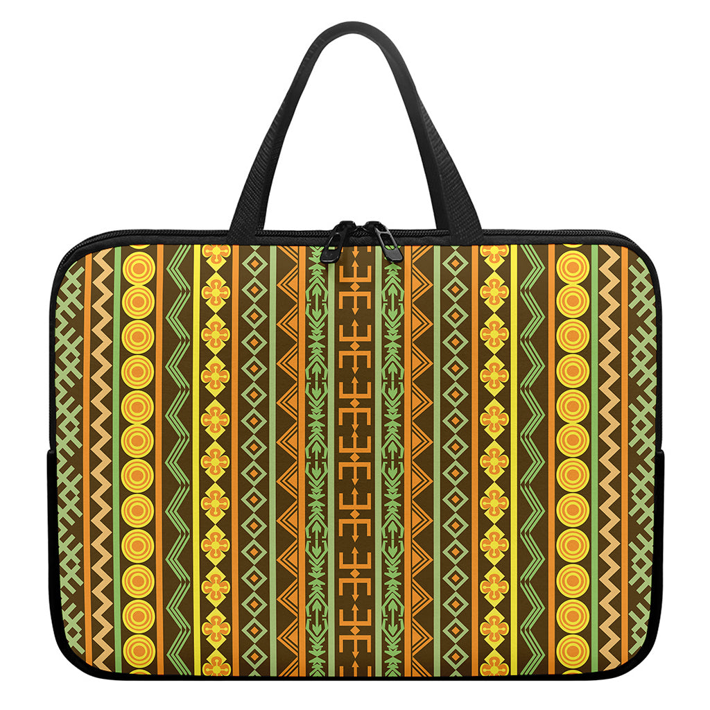 African Tribal Inspired Pattern Print Laptop Sleeve With Handle