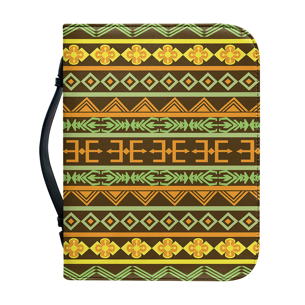 African Tribal Inspired Pattern Print Leather Bible Cover