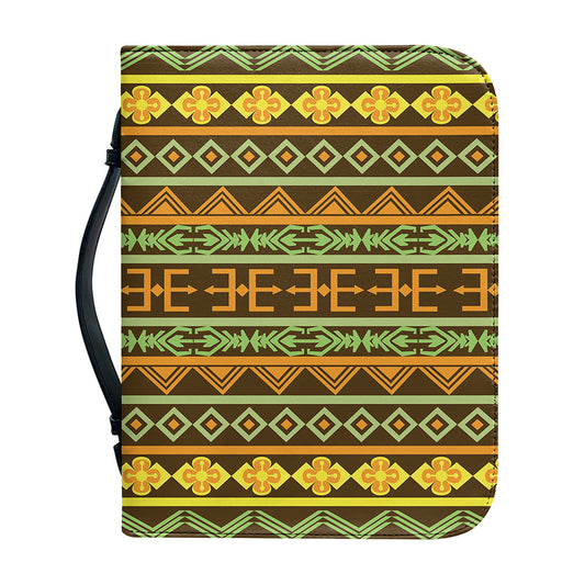 African Tribal Inspired Pattern Print Leather Bible Cover