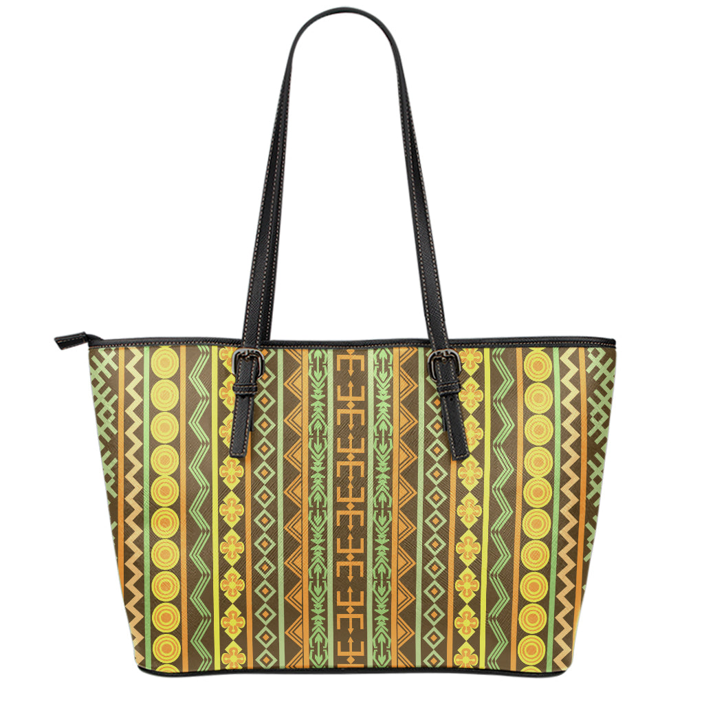 African Tribal Inspired Pattern Print Leather Tote Bag