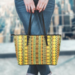 African Tribal Inspired Pattern Print Leather Tote Bag