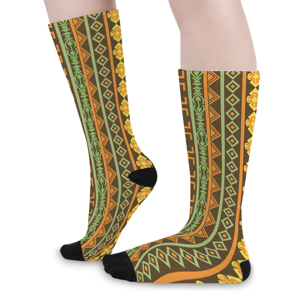 African Tribal Inspired Pattern Print Long Socks