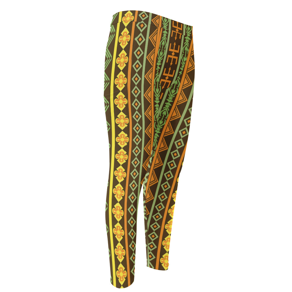 African Tribal Inspired Pattern Print Men's Compression Pants