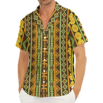 African Tribal Inspired Pattern Print Men's Deep V-Neck Shirt