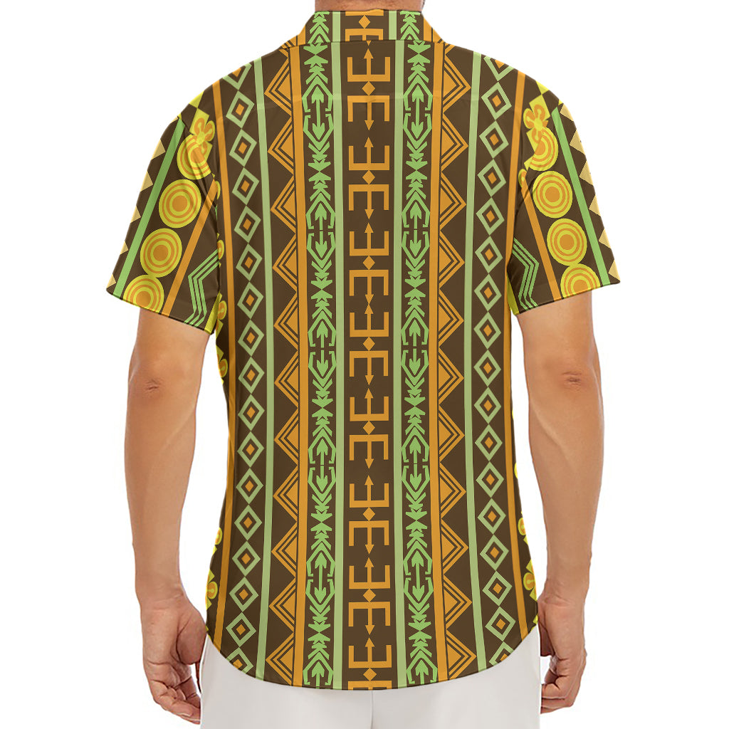 African Tribal Inspired Pattern Print Men's Deep V-Neck Shirt
