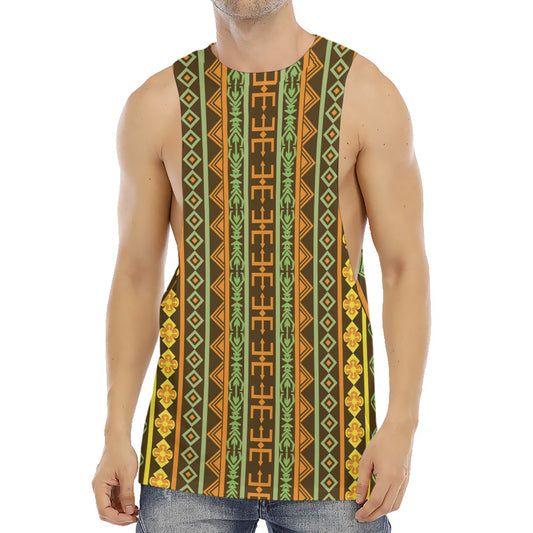 African Tribal Inspired Pattern Print Men's Muscle Tank Top