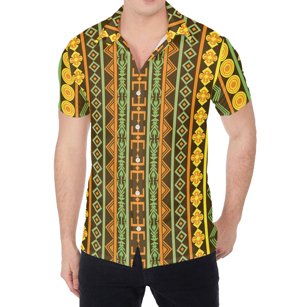 African Tribal Inspired Pattern Print Men's Shirt