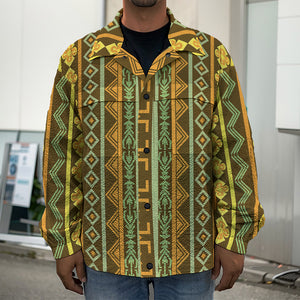 African Tribal Inspired Pattern Print Men's Shirt Jacket