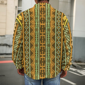 African Tribal Inspired Pattern Print Men's Shirt Jacket