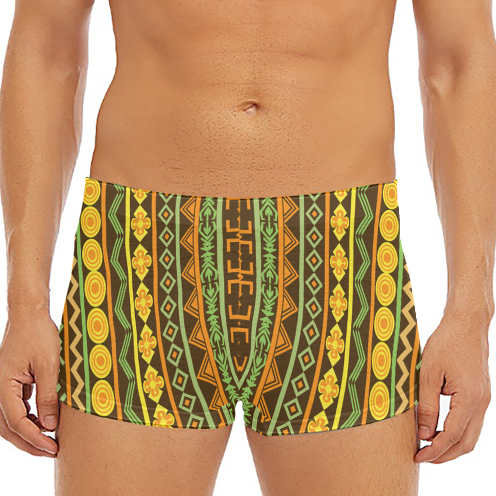 African Tribal Inspired Pattern Print Men's Short Boxer Briefs