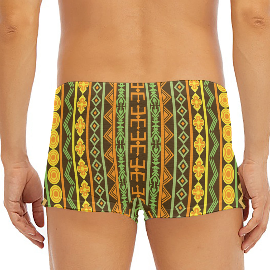 African Tribal Inspired Pattern Print Men's Short Boxer Briefs