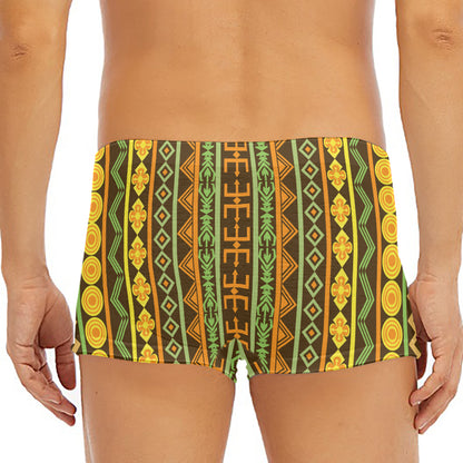 African Tribal Inspired Pattern Print Men's Short Boxer Briefs