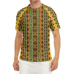 African Tribal Inspired Pattern Print Men's Short Sleeve Rash Guard