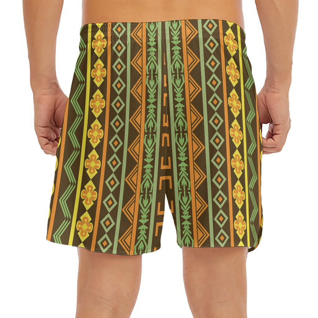 African Tribal Inspired Pattern Print Men's Split Running Shorts