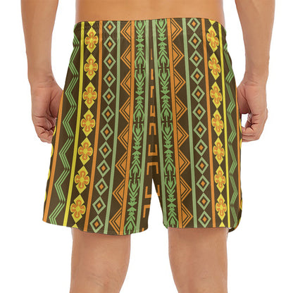 African Tribal Inspired Pattern Print Men's Split Running Shorts