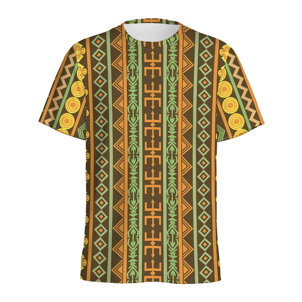 African Tribal Inspired Pattern Print Men's Sports T-Shirt