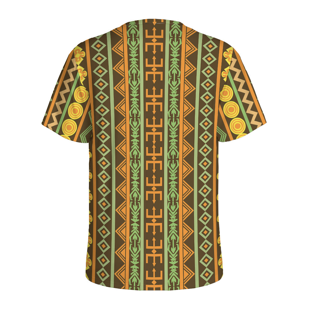 African Tribal Inspired Pattern Print Men's Sports T-Shirt