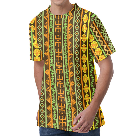 African Tribal Inspired Pattern Print Men's Velvet T-Shirt