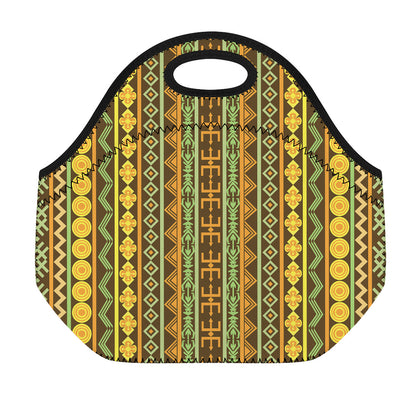 African Tribal Inspired Pattern Print Neoprene Lunch Bag