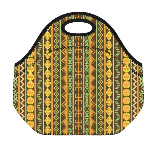 African Tribal Inspired Pattern Print Neoprene Lunch Bag
