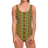 African Tribal Inspired Pattern Print One Piece Swimsuit