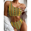 African Tribal Inspired Pattern Print One Shoulder Bikini Top