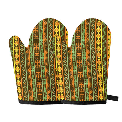 African Tribal Inspired Pattern Print Oven Mitts