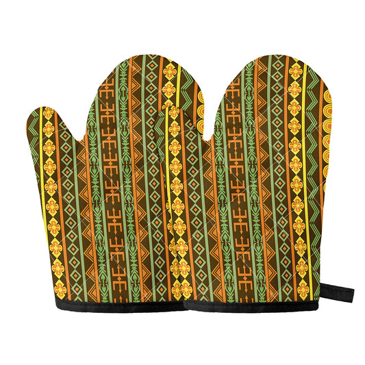 African Tribal Inspired Pattern Print Oven Mitts