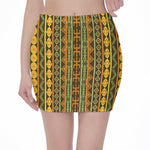 African Tribal Inspired Pattern Print Pencil Mini Skirt