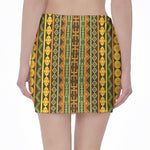African Tribal Inspired Pattern Print Pencil Mini Skirt