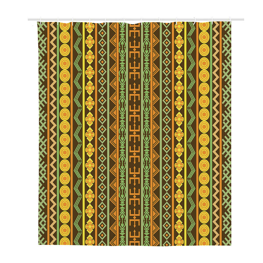 African Tribal Inspired Pattern Print Polyester Shower Curtain
