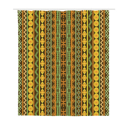 African Tribal Inspired Pattern Print Polyester Shower Curtain