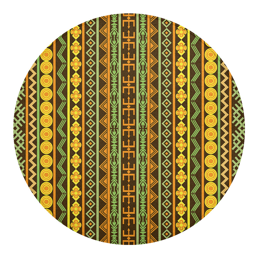 African Tribal Inspired Pattern Print Round Blanket