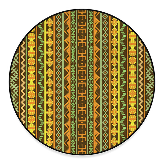 African Tribal Inspired Pattern Print Round Floor Mat