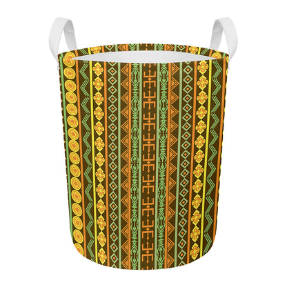 African Tribal Inspired Pattern Print Round Laundry Basket