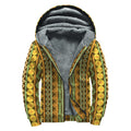 African Tribal Inspired Pattern Print Sherpa Lined Zip Up Hoodie