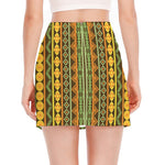 African Tribal Inspired Pattern Print Side Slit Mini Skirt