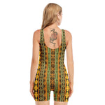 African Tribal Inspired Pattern Print Sleeveless One Piece Swimsuit