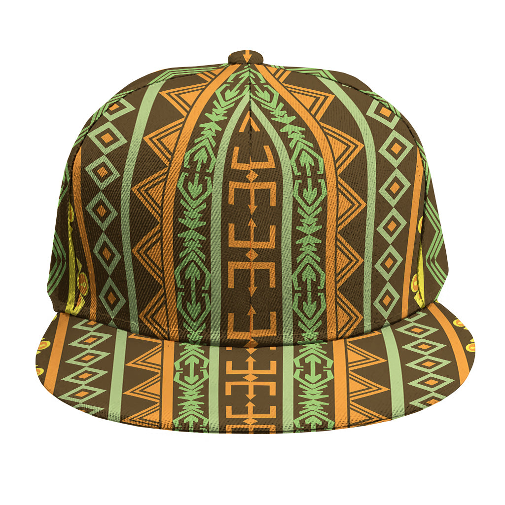 African Tribal Inspired Pattern Print Snapback Cap