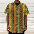 African Tribal Inspired Pattern Print Textured Short Sleeve Shirt